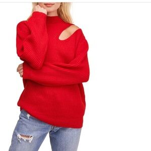 ASTR mock mock cutout tunic sweater - S